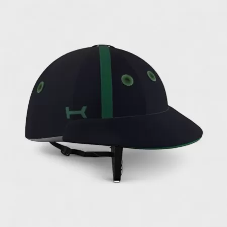 Casque de Polo Noir avec Bande et Détails Verts Casque de Polo Noir avec Bande et Détails Verts