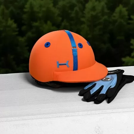 Casque de Polo – Orange avec Détails Bleu Roi Casque de Polo – Orange avec Détails Bleu Roi