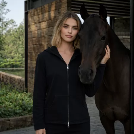 Sweat à capuche Zippé en cachemire Noir Sweat à capuche Zippé en cachemire Noir